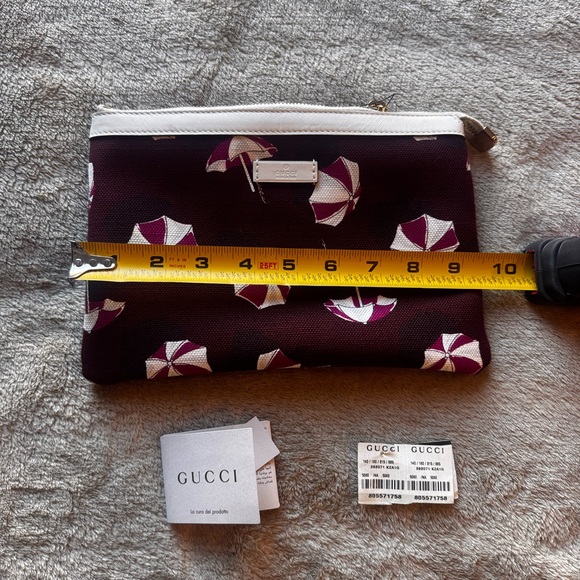 GUCCI Clutch Bag Canvas Umbrella Parasol Pattern Pouch Italy Authentic - Picture 12 of 13